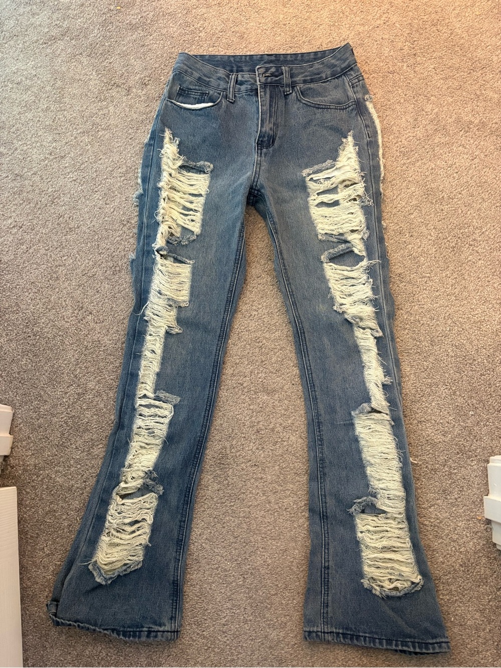 SHEIN Distressed Light Blue Flare Jeans
